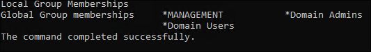 stom's group membership showing Domain Admins